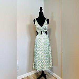 For Love And Lemons White and Green Cut Out A-line Sundress